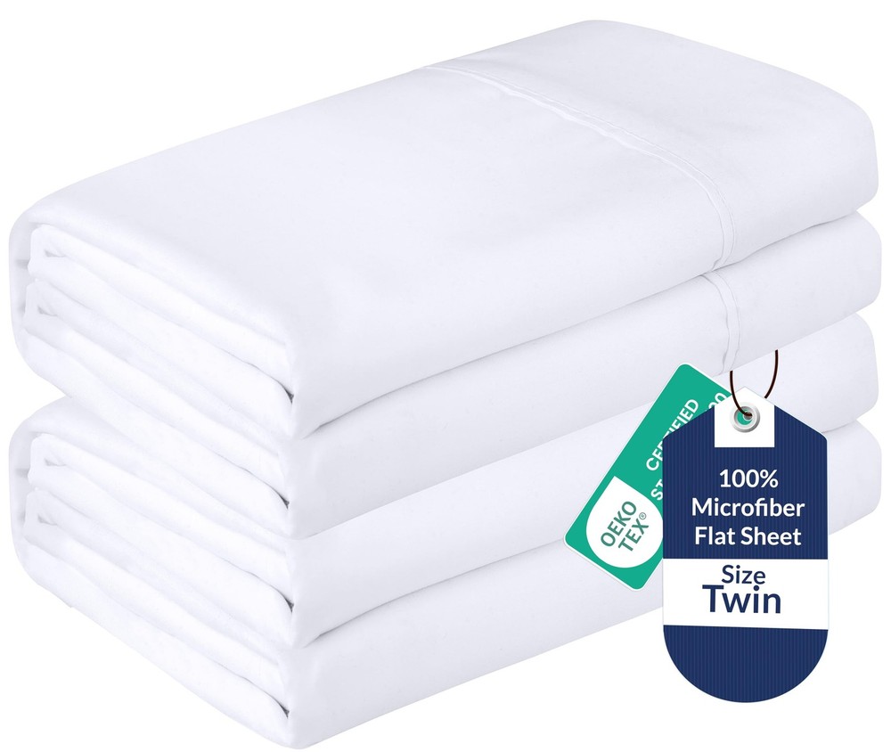 2 Pack Bulk Flat Set - Top Sheets - Soft 1800 Microfiber - & Stain Resistant ...