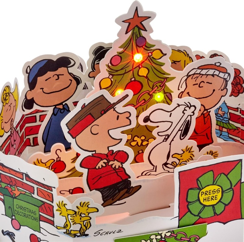 Paper Wonder Peanuts Displayable Pop Up Christmas Card with Light and Sound C... gallery