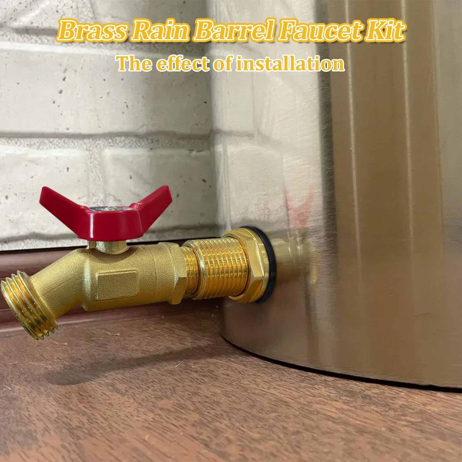 Brass Water Container Rain Barrel Faucets Spigot Kit 3/4" GHT Brass Rain Barr... gallery