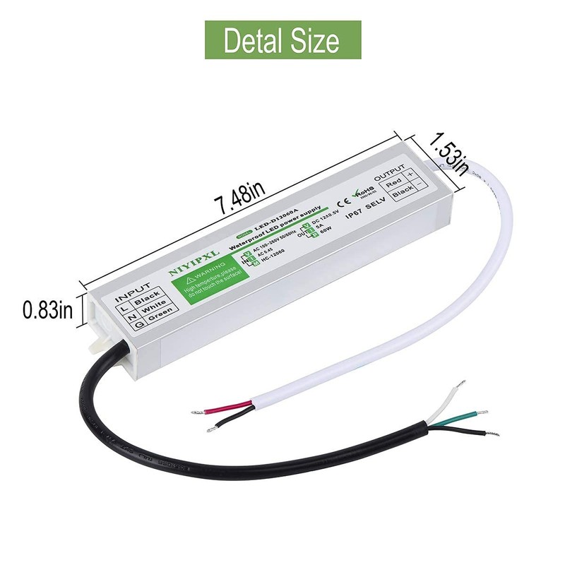 Driver 60 Watts Waterproof IP67 Power Supply Transformer Adapter 100V-260V AC... gallery