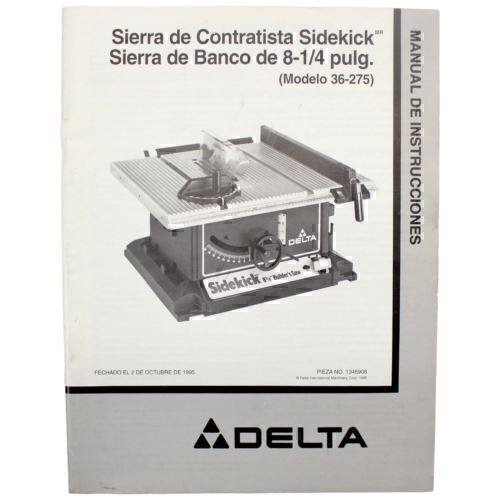 DELTA Bench Saw Table Saw SIDEKICK Builder's Model 36-275 Instruction Manual gallery