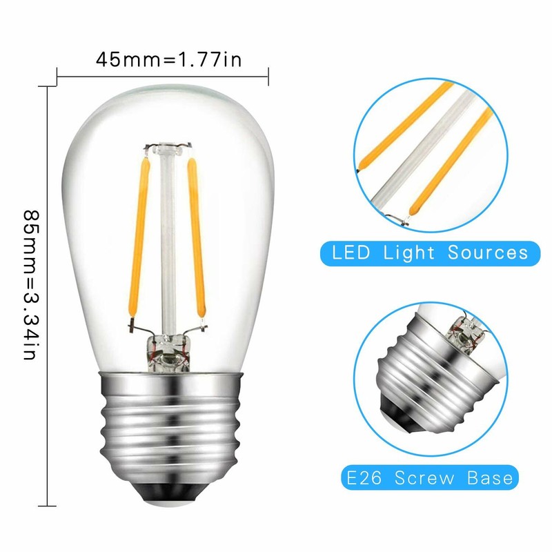 2W Clear S14 LED Bulbs Plastic Shatterproof For String Light Bulbs Replacement gallery