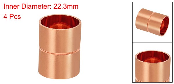 4PACK 7/8" ID Copper Coupling Fittings Rolled Tube Stop Straight Welding Joint gallery