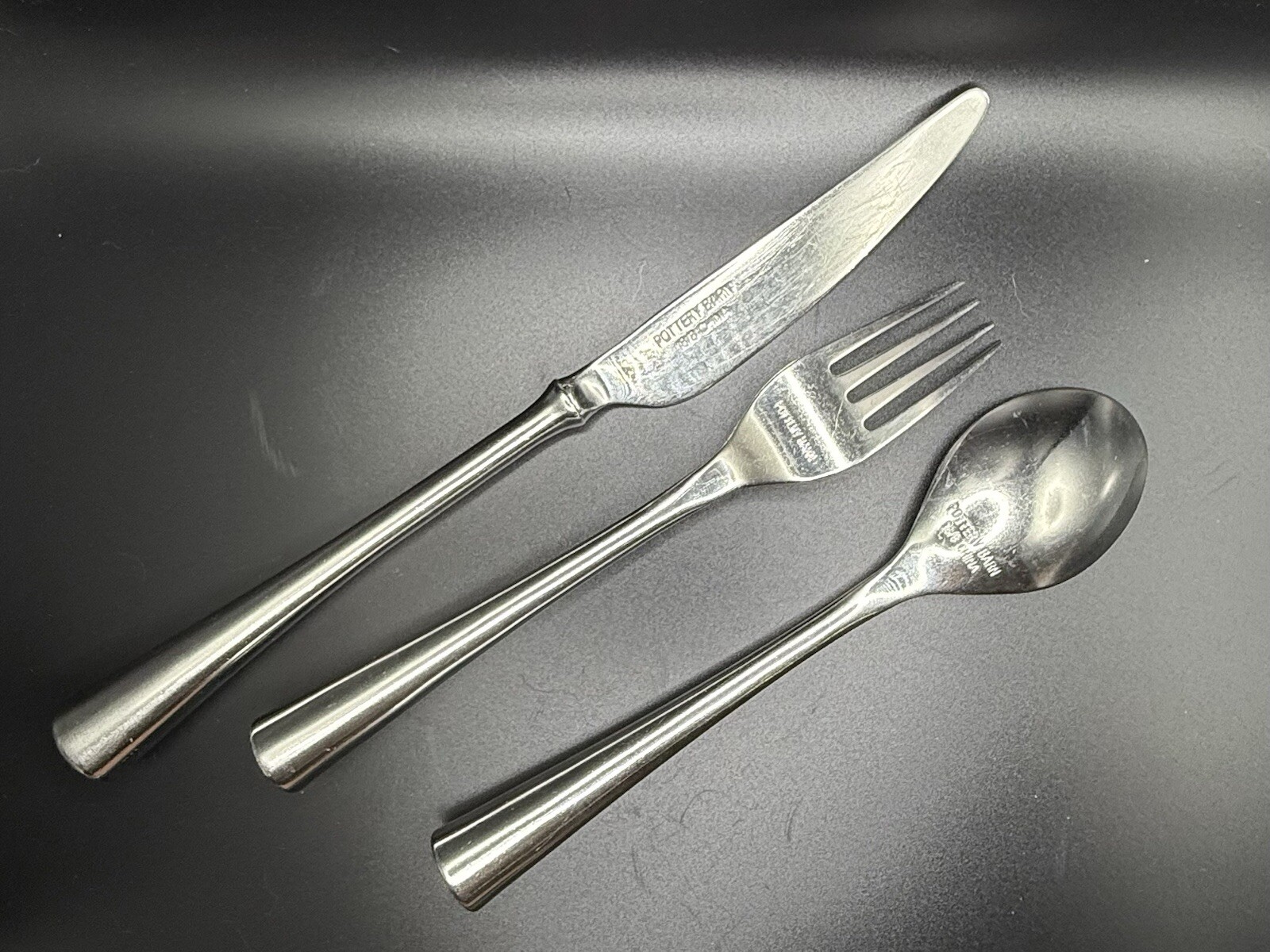 Pottery Barn PBN20 18/8 Stainless Round Handle Place Setting-3-Fork Spoon Knife gallery