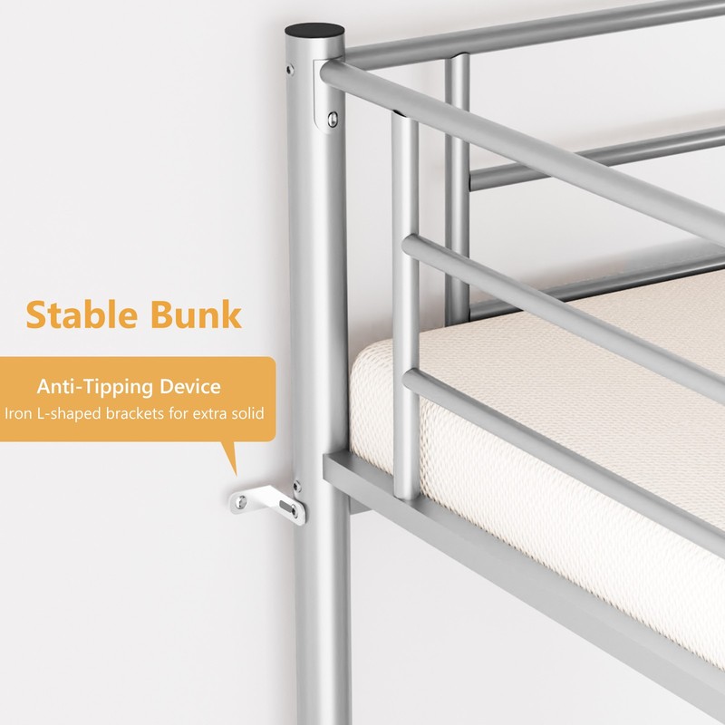 Twin over Twin Bunk Bed Frame Ladder for Kids Teen Adult Bedroom Dorm gallery