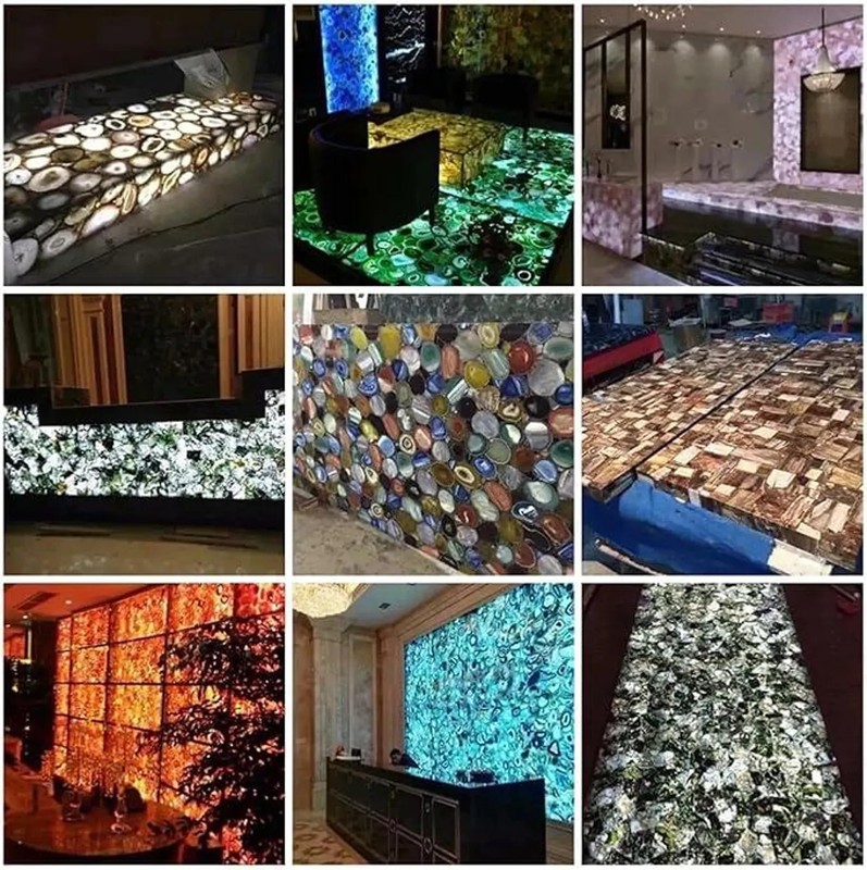 Agate Gemstone Kitchen Table, Dining Table with Agate Top, Crystal Slab Furnitur gallery