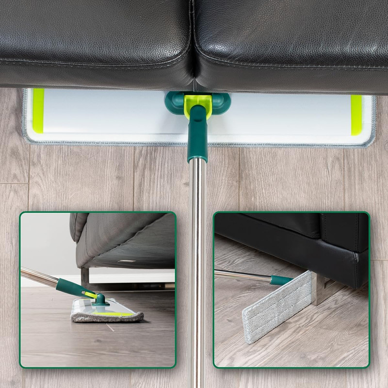 Flat Microfiber Mop - Wet/Dry Floor Cleaning Tool with 2 Reusable Mopping Pad... gallery