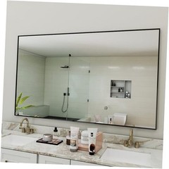Matte Metal Framed Bathroom Mirror, 60×36 Inch Rectangular 60″L x 36″W Black