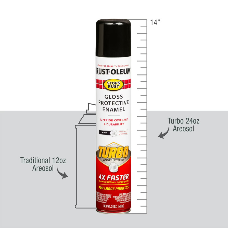 Rust-Oleum Stops Rust Turbo Spray Paint, Gloss Black, 24 oz Can gallery