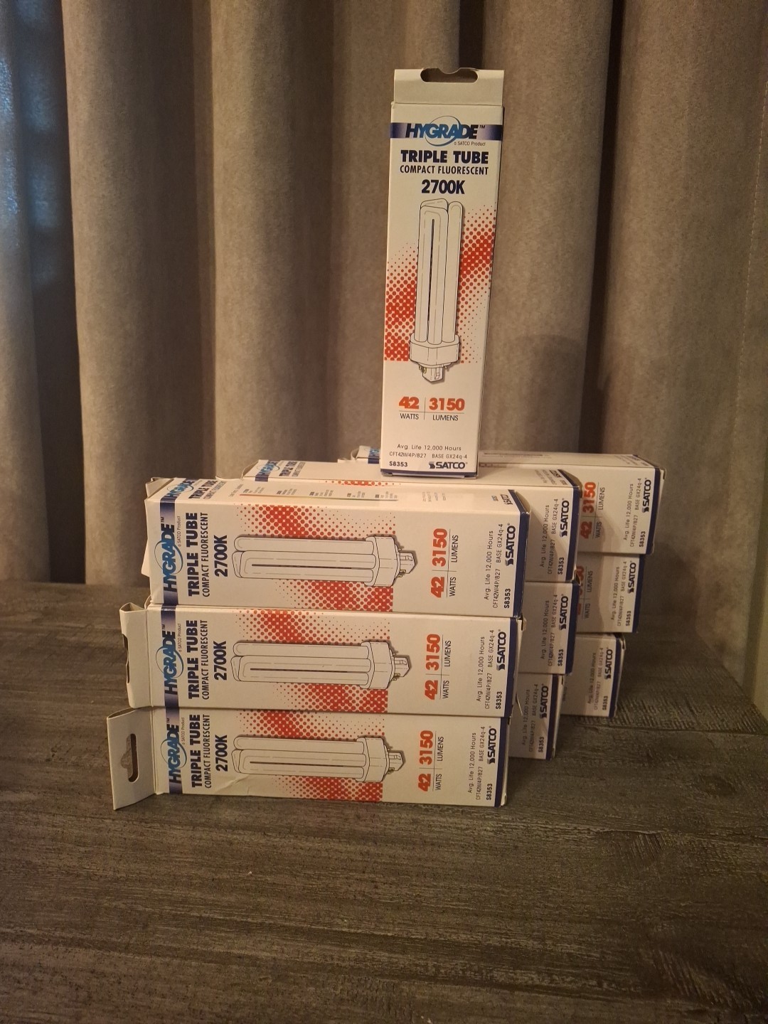 10 Hygrade Triple Tube Compact Fluorescent 2700k 42 Watts Satco S8353 gallery
