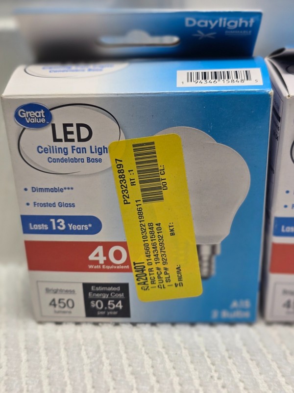 Great Value Dimmable LED Ceiling Fan Light 4.5W A15 Bulb Frosted Glass 2 Pack (R gallery