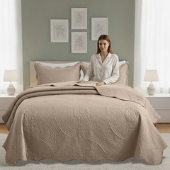Embossed Quilted Bedspread Set Soft Lightweight Coverlet Throw Twin Queen King