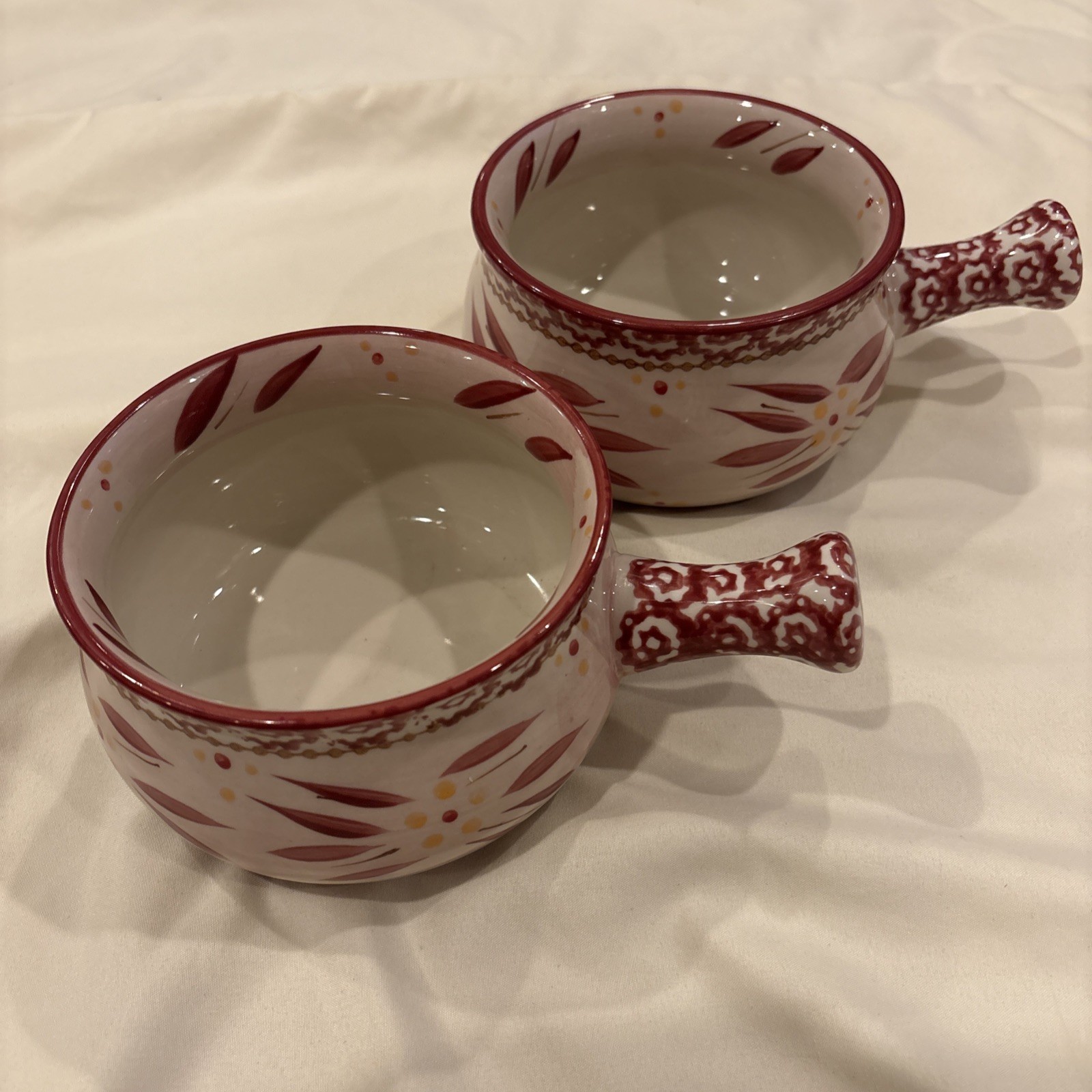 Two Piece Soup Bowl Set Temp-tations Presentable Oven Ware 18oz Red Old World gallery