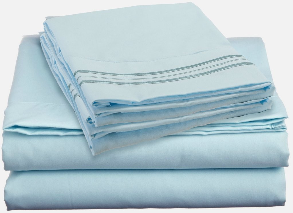 Embroidered Blue - Lux Decor Bed Sheets- HIGHEST QUALITY Extra Brushed gallery