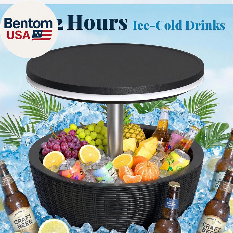 Cooler Table, 8 Gallon Cooler Bar Table, Adjustable Height Multi-Functional Outd gallery