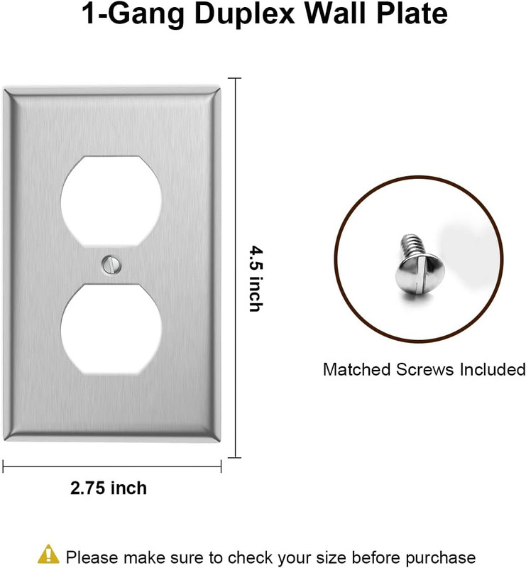 10-Pack Single Duplex Wall Switch Plate Outlet Cover - Stainless Steel Decorator gallery