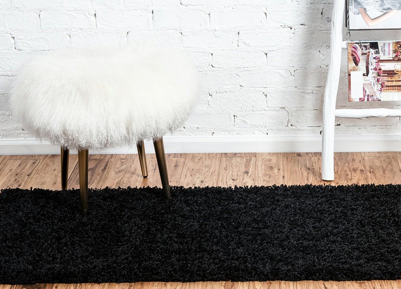 Jet Black 2X6 Rectangular Solid Shag Rug Soft Cozy Indoor Stylish Decor gallery