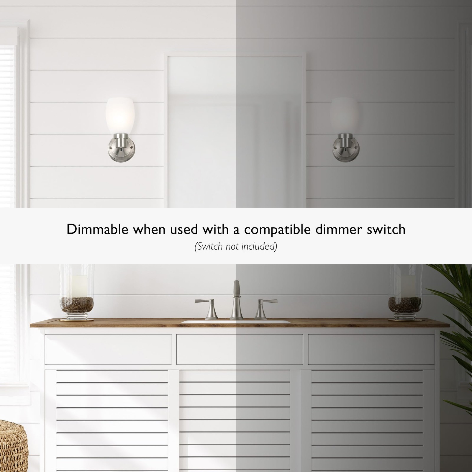 588814-SN Lydia Transitional 1-Light Indoor Wall Light Dimmable with a White Fro gallery