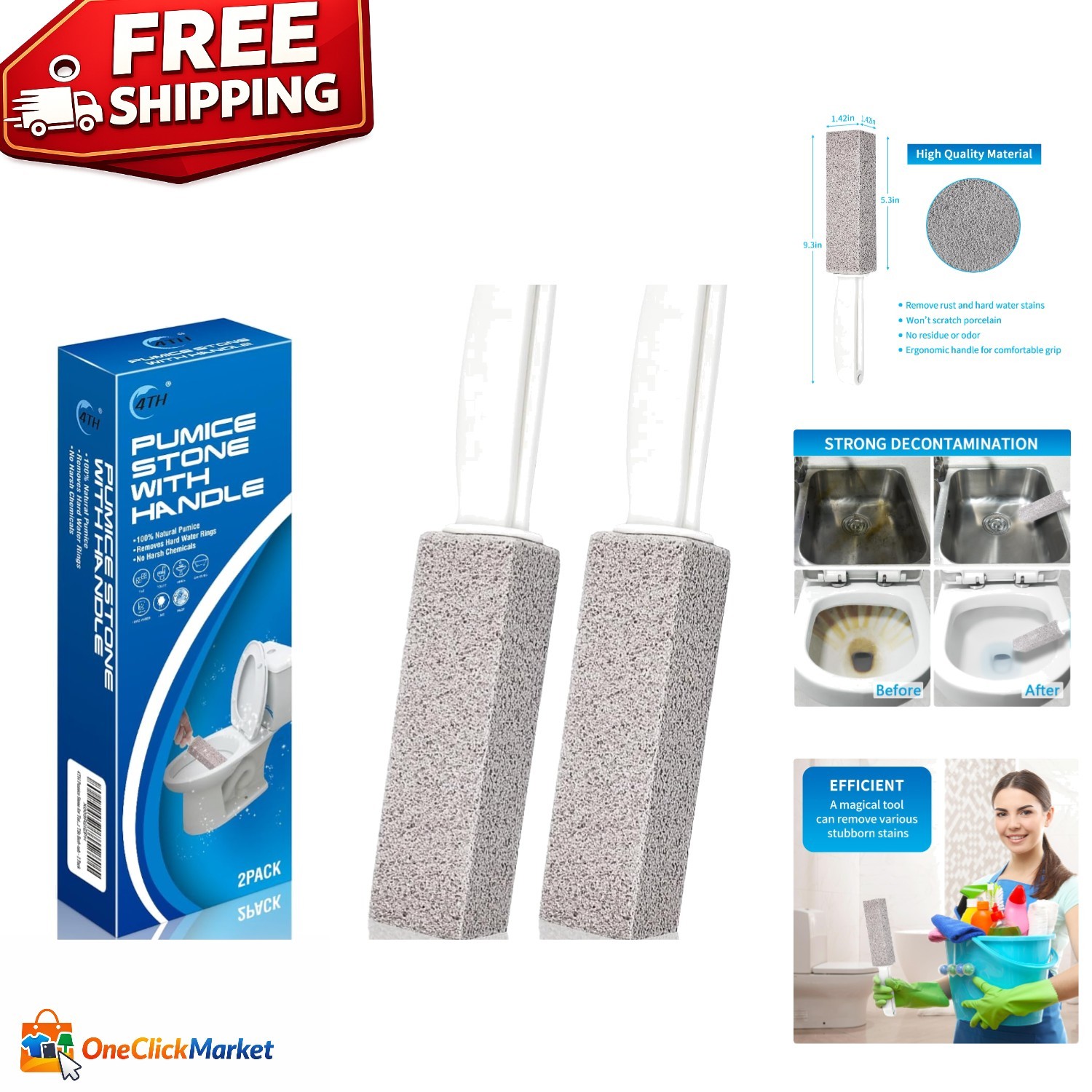 Hard Water Stain Removal Stone: 2-Piece Set for Sparkling Clean Toilets and More gallery