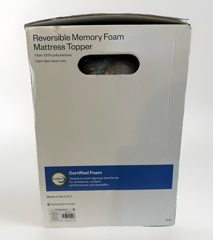 Room Essentials King Reversible Memory Foam Mattress Topper Gray New In Box gallery