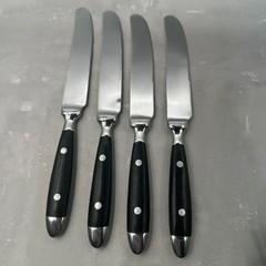 Black Handle Stainless Flatware Riveted Handle Choice Fork Spoon Knife Sets Vtg