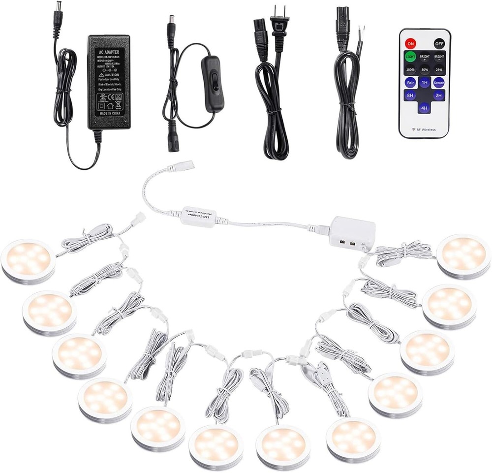 Puck Lights,Lights Kit Linkable Under Cabinet LED Lighting 12VDC Dimmable lights