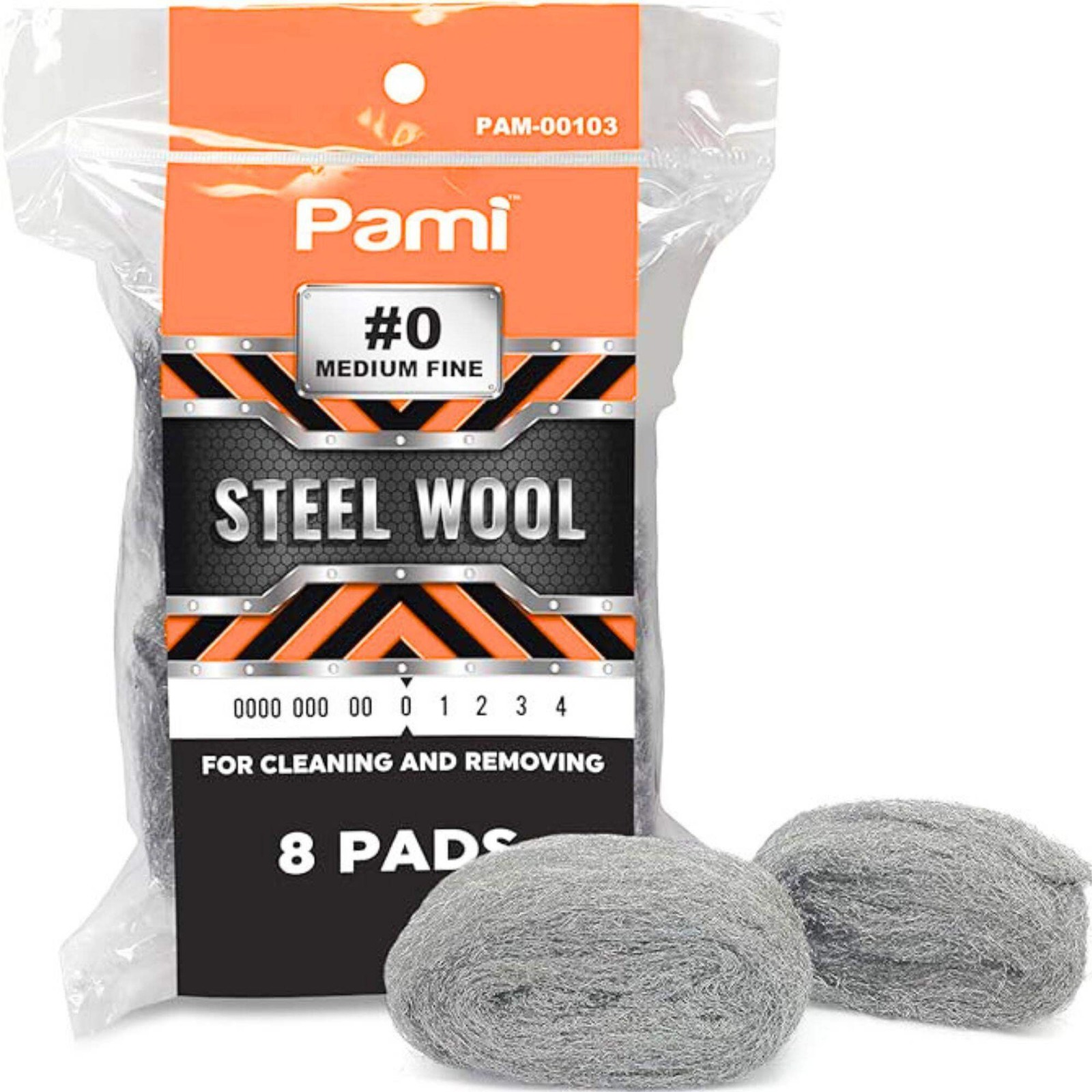 PAMI Grade #0 Medium Fine Steel Wool Pads:8 Pads gallery