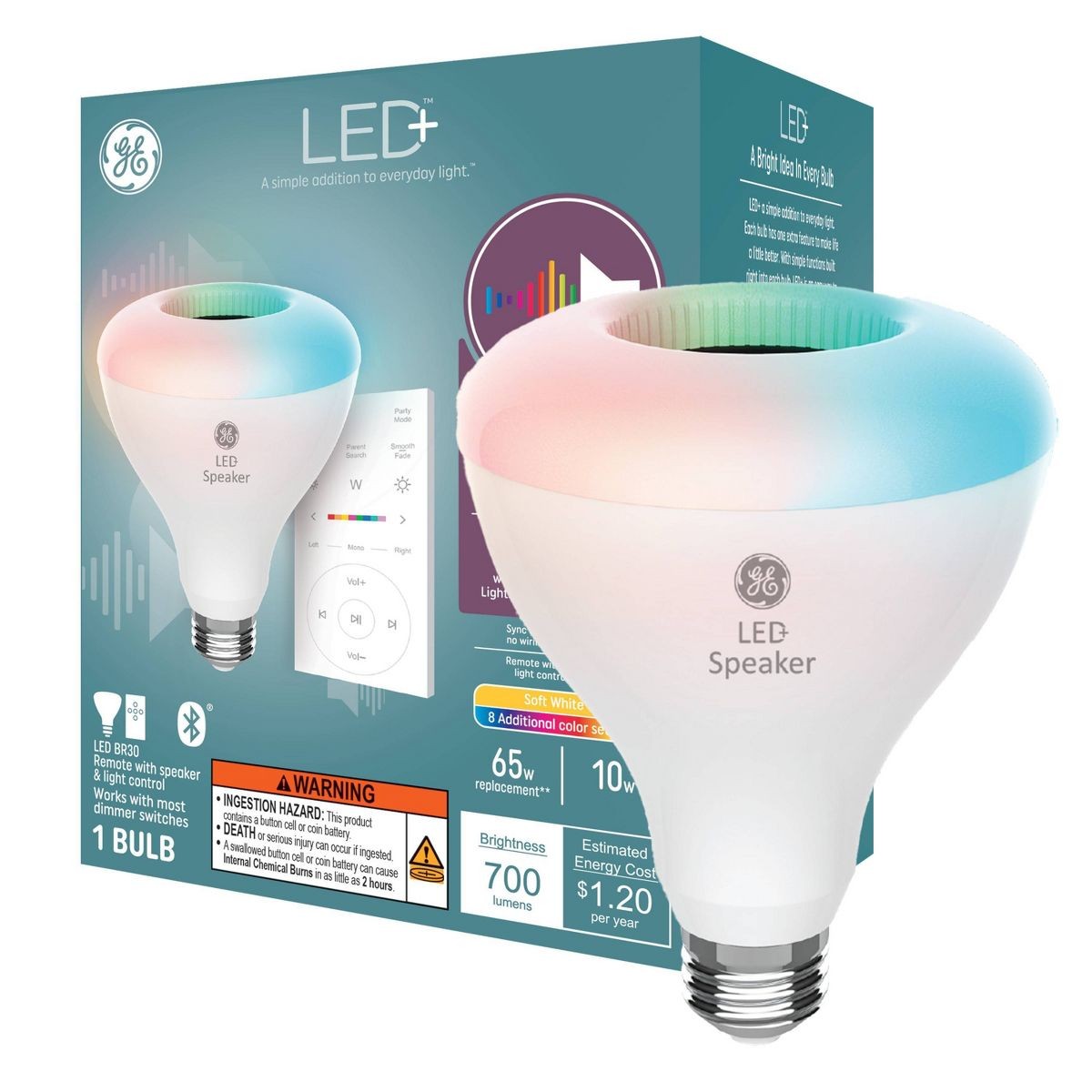 GE 65W BR30 Smart LED Flood Light Bulb Color-Changing Dimmable Wi-Fi Enabled gallery