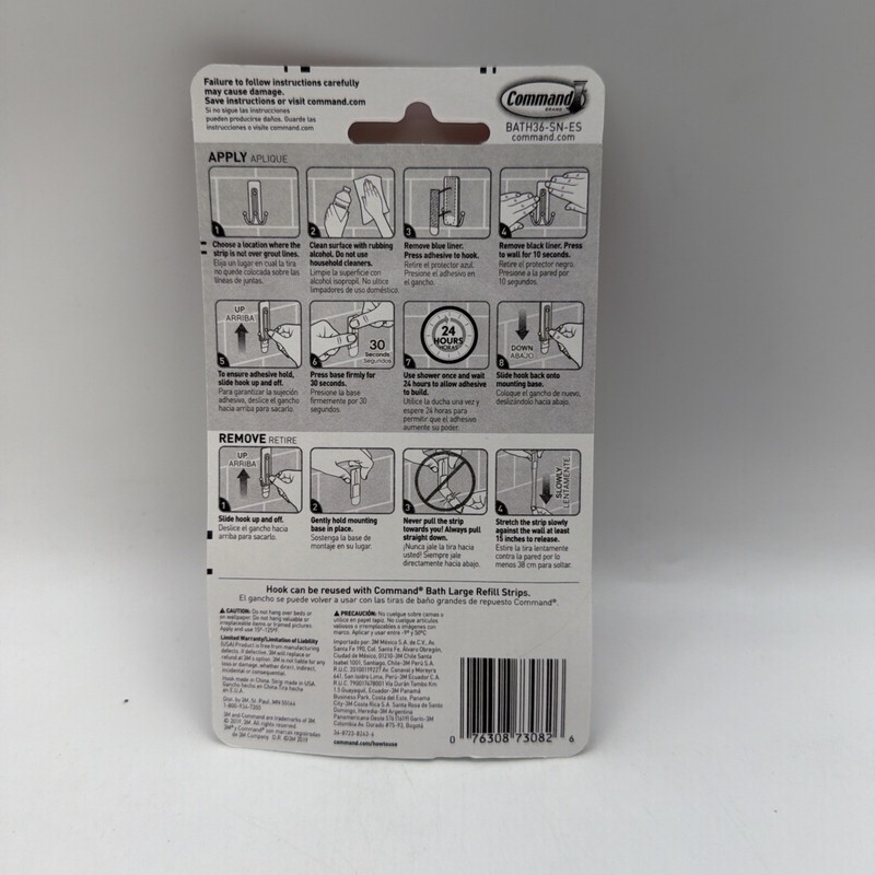 3M Command Bath Double Hook Large Satin Nickel Holds up to 4lbs 1 Pack gallery