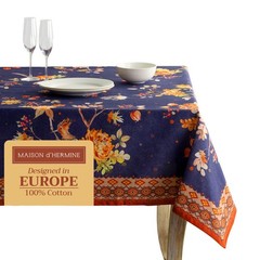 Table Cloth Rectangle Table 100% Cotton 60 x 90 Inches Fall Tablecloth Reusab…