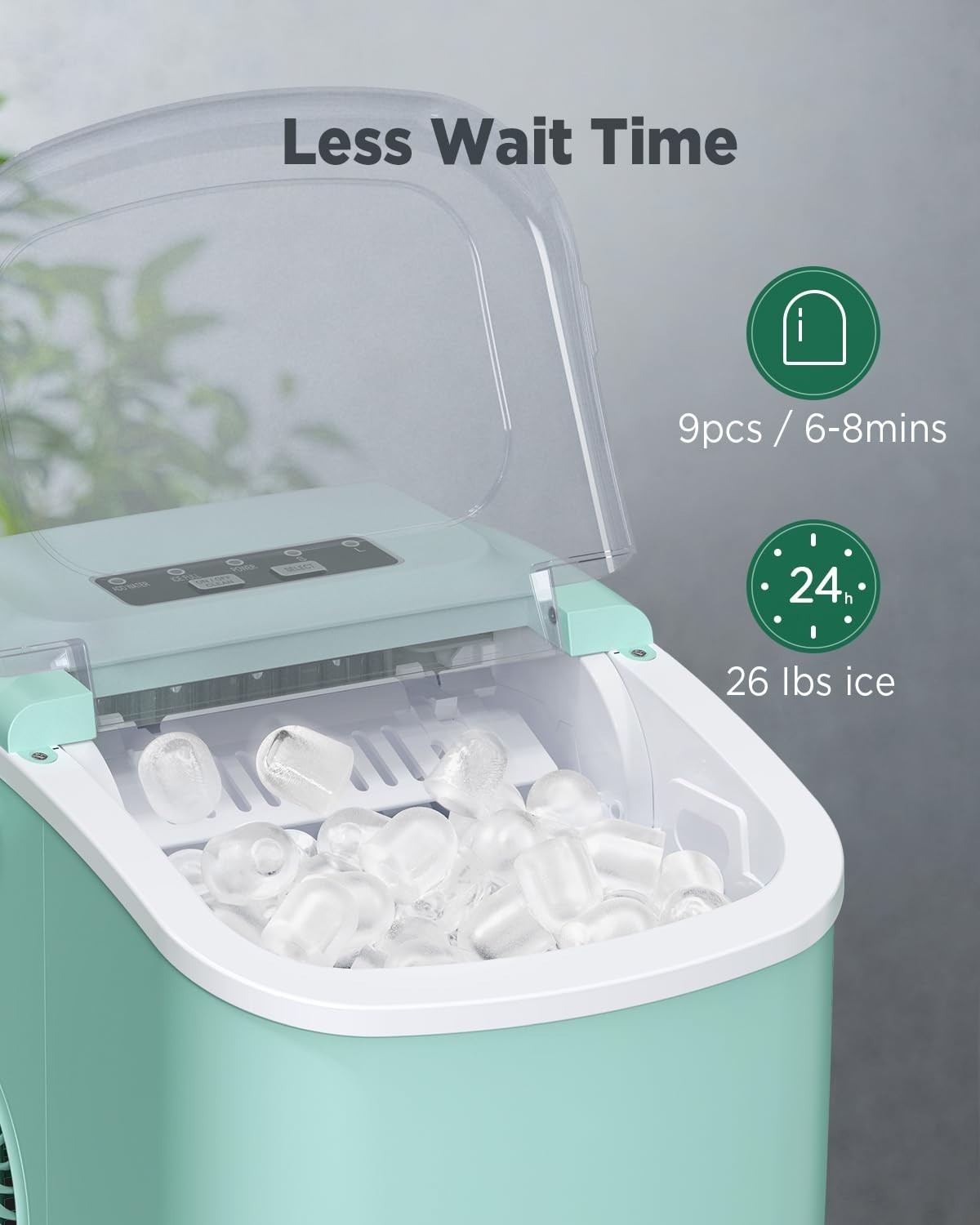 Portable Ice Machine Countertop Bullet Ice Maker with Ice Scoop 26lbs/24hrs gallery