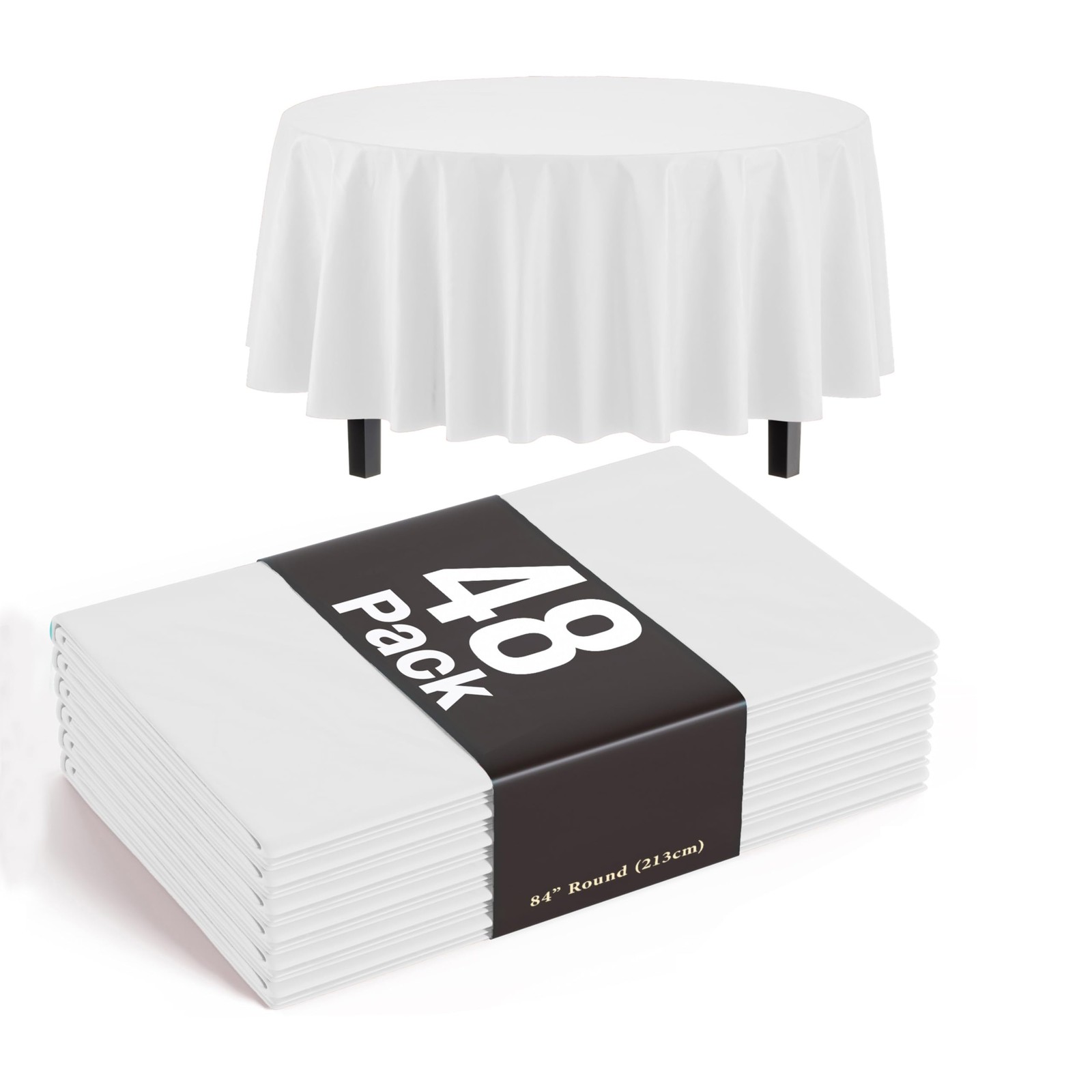 Party Solids White Round Tablecloths Plastic Table Cloth Disposable 48 Pack 8... gallery