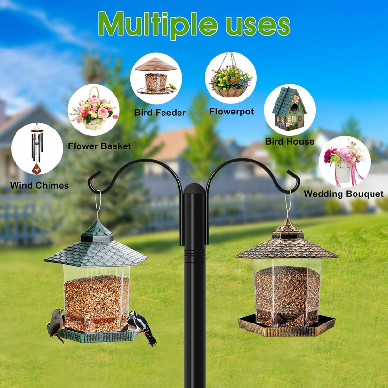 Shepherds Hooks for Outdoor, 2-Pack 76 Inch Heavy Duty Bird Feeder Pole, Gard... gallery