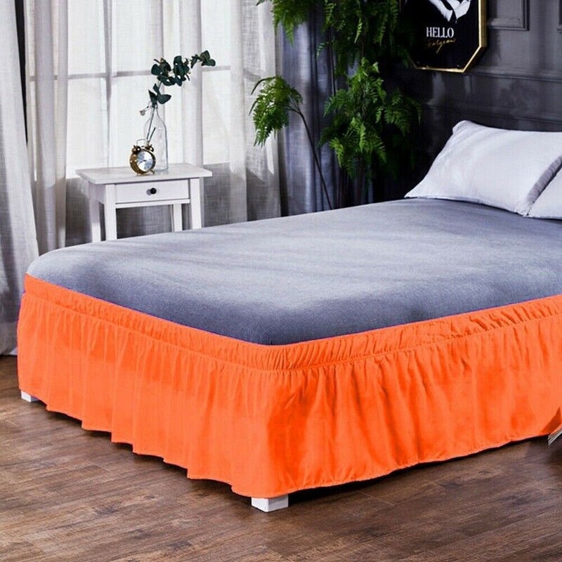 16'' Solid Elastic Bed Skirt Dust Ruffle Pleat Wrap Around Bedding Spread Cover gallery