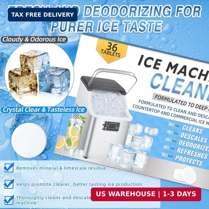 Ice Machine Cleaner Tablets Descaler 36 Pack, Countertop Ice Maker Cleaner Table gallery