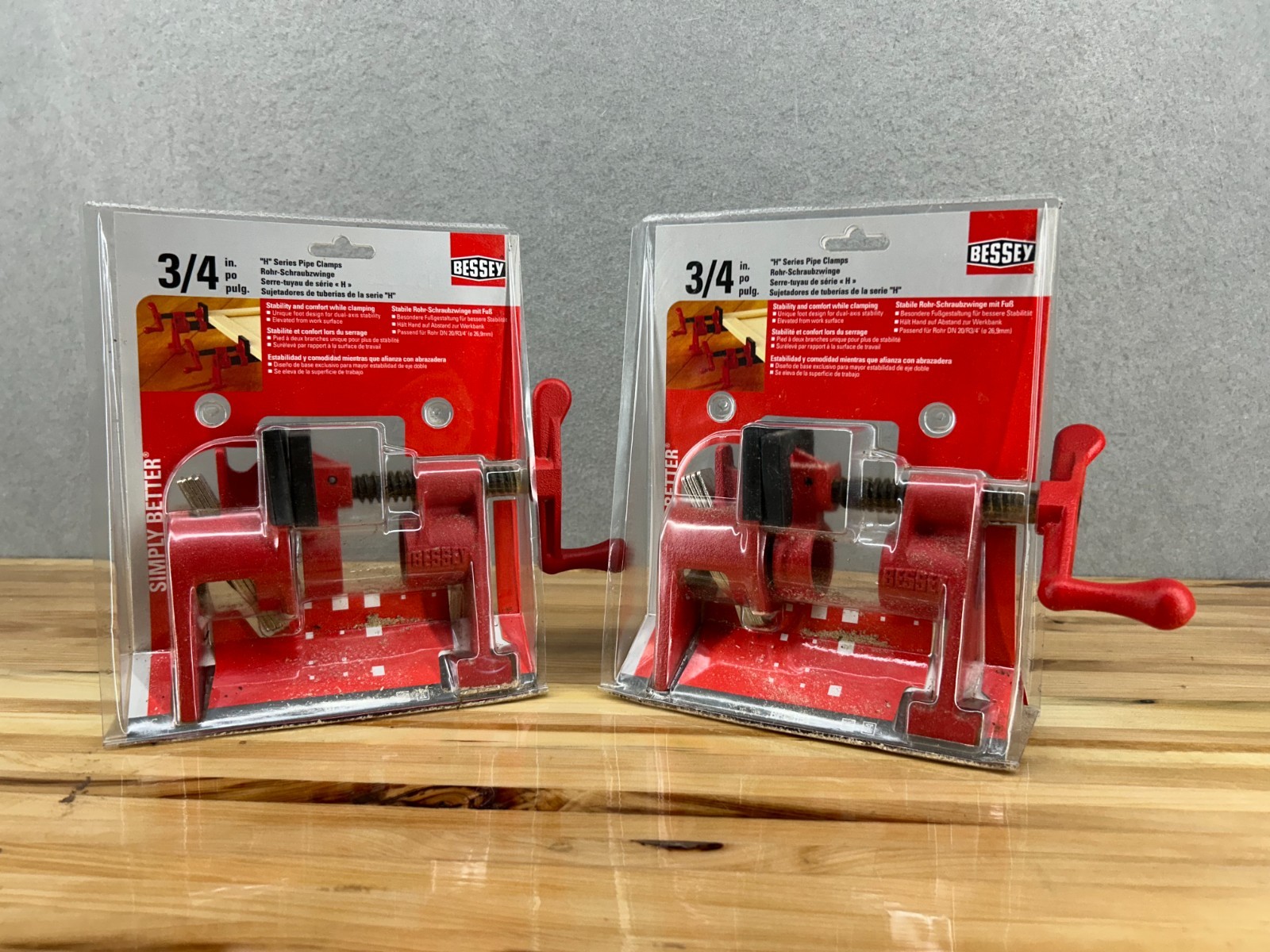 Bessey BPC-H34 3/4" H-Style Pipe Clamp Lot of 2 Fixture Set Woodworking Jaws NEW gallery