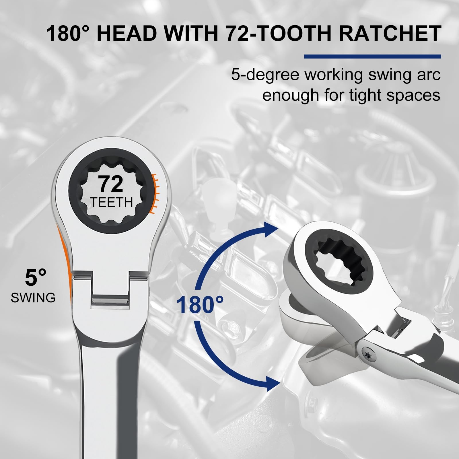 7mm Ratchet Wrench Flex Head Combination Metric Gear Spanner 12 Point Steel gallery