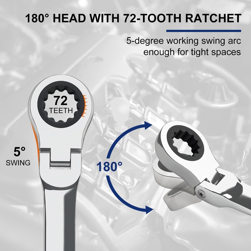 7mm Ratchet Wrench Flex Head Combination Metric Gear Spanner 12 Point Steel gallery
