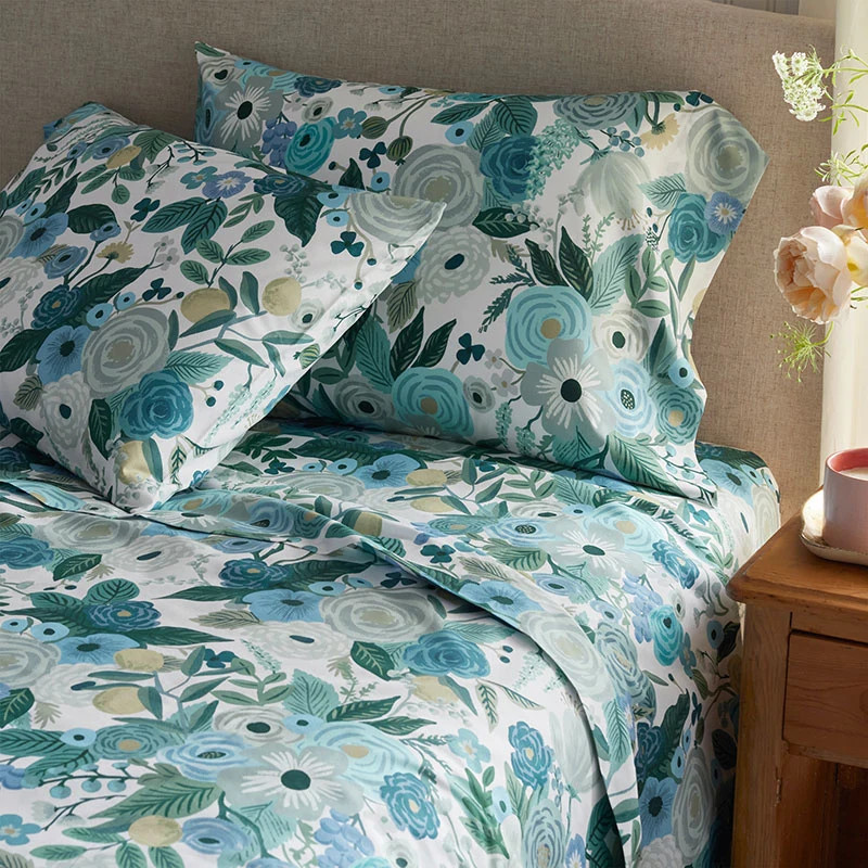 Garden Party Classic Cool Cotton Percale Pillowcase Set - Teal, Standard gallery