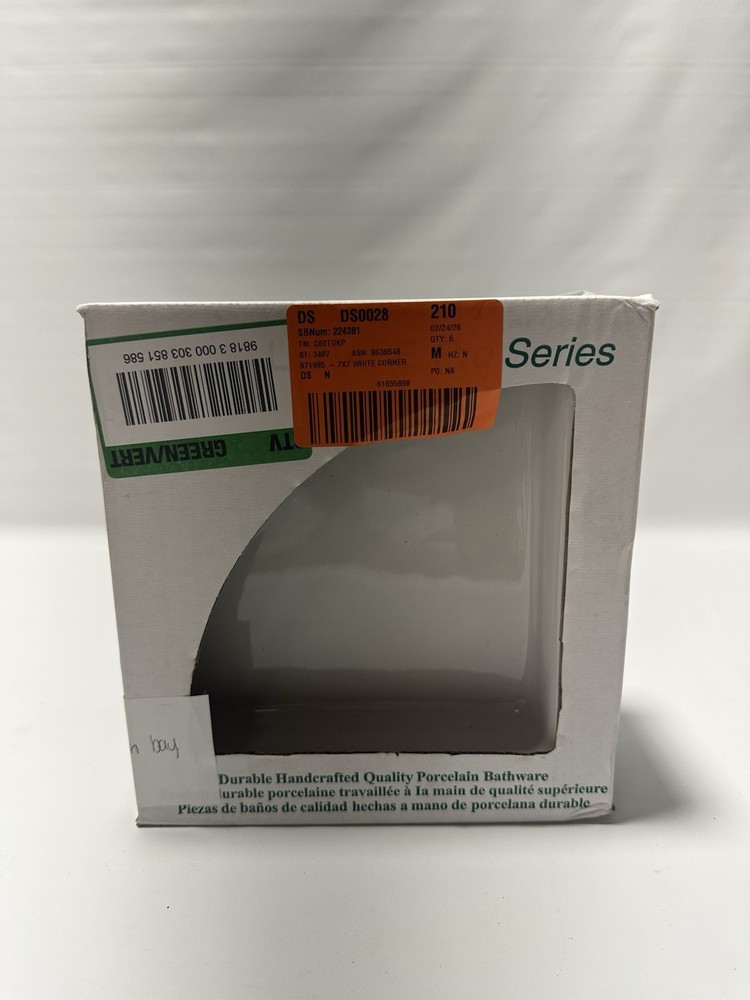 Lenape 7”x7” Ceramic Corner Shelf White Bathroom Shower Wall Shelf