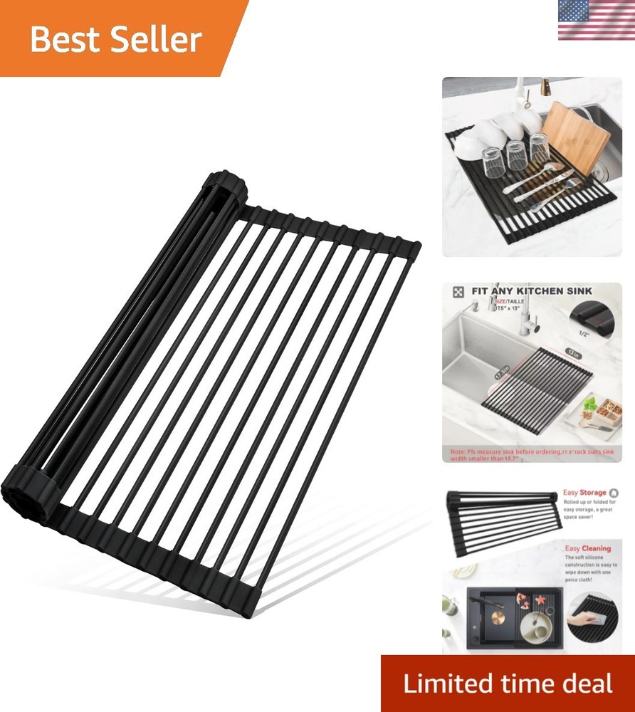 Roll Up Dish Drying Rack Silicone Wrapped Over The Sink Dish Drying Rack Mult...