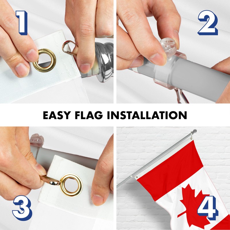 Combo: 6 Ft Flagpole Silver & Canada Canadian Flag 3x6 Ft Embroidered 300D Poly gallery