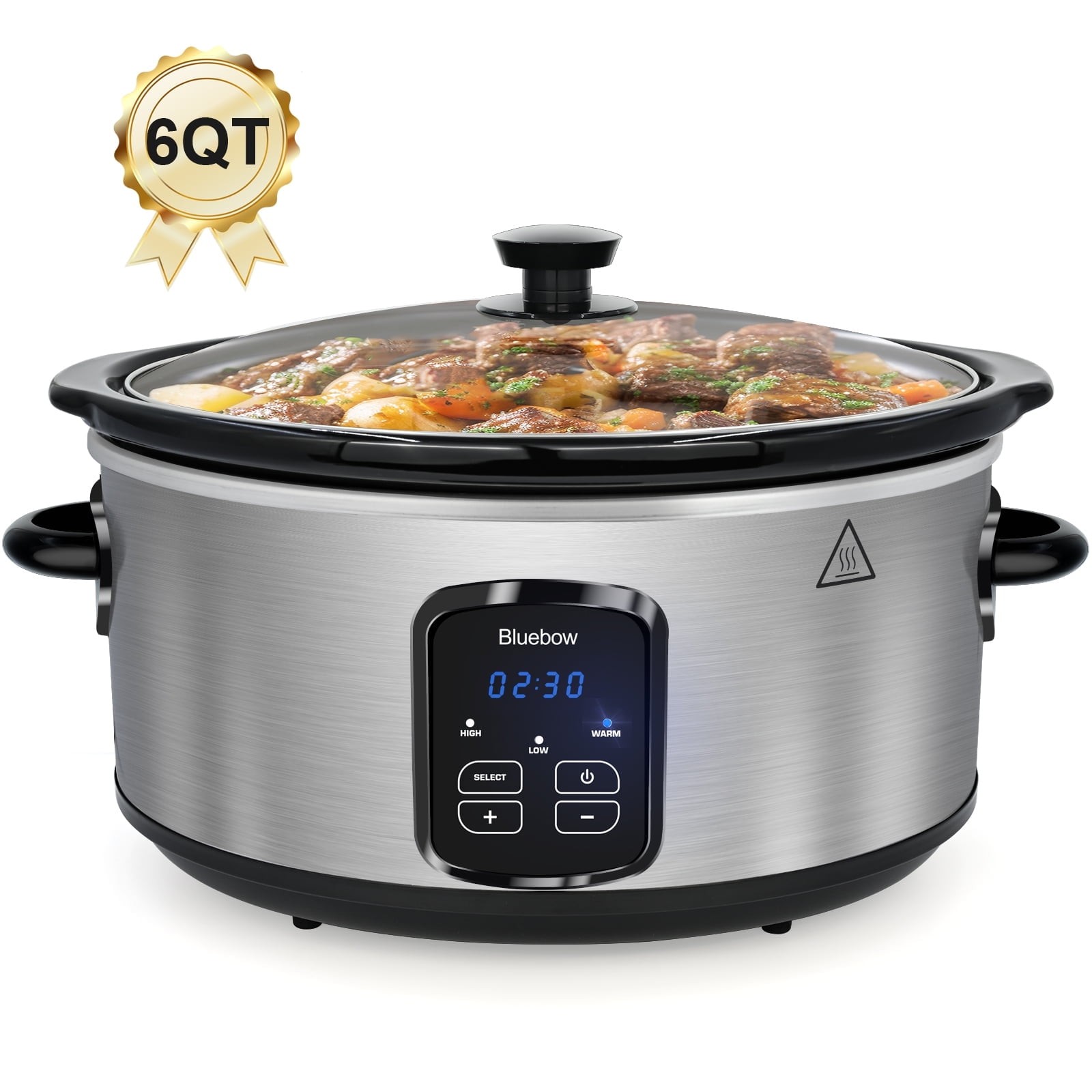 Bluebow Slow Cooker, 6 Quart, Stainless Steel, Removable Stoneware Pot, 3 Heat gallery