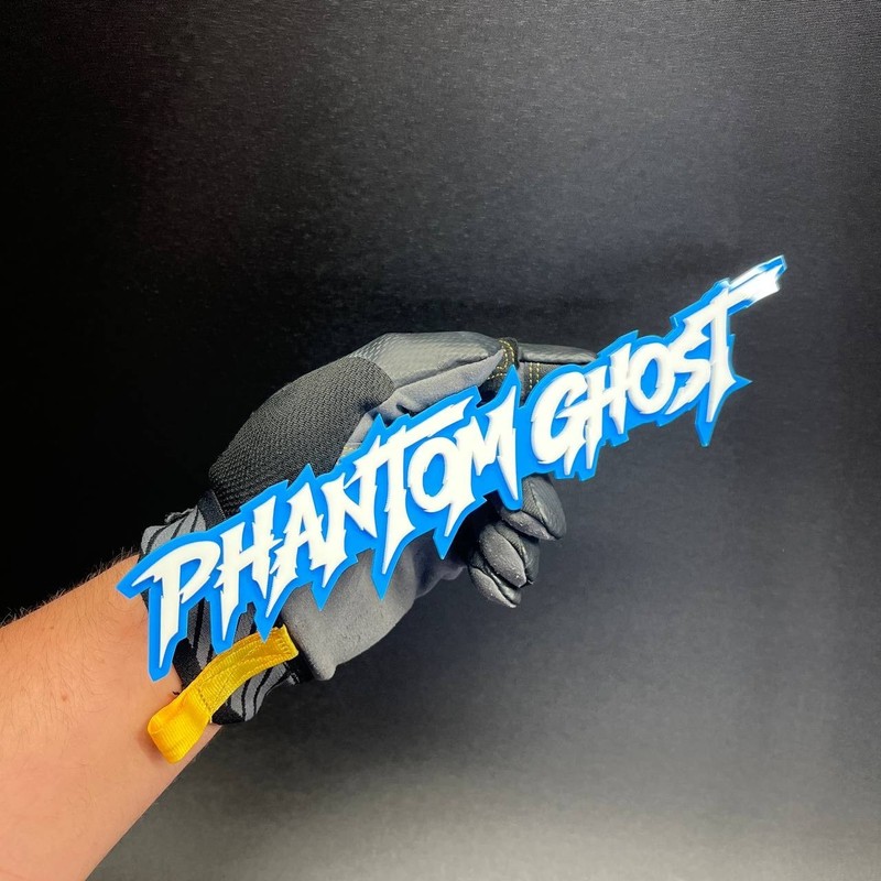 1x Phantom Ghost Custom Text 3D Acrylic Car Emblem Badge Multicolor Laser Cut gallery