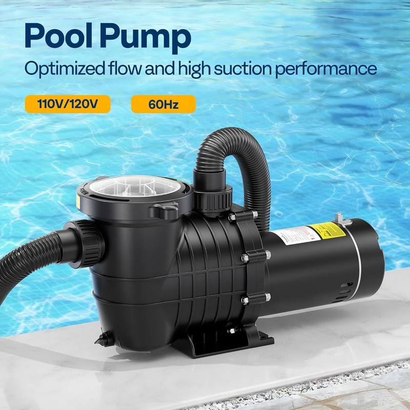 2.0HP 6500 GPH 115V Pool Pump, Self-Priming Energy Saving, 1.25" & 1.5" & 2" ... gallery