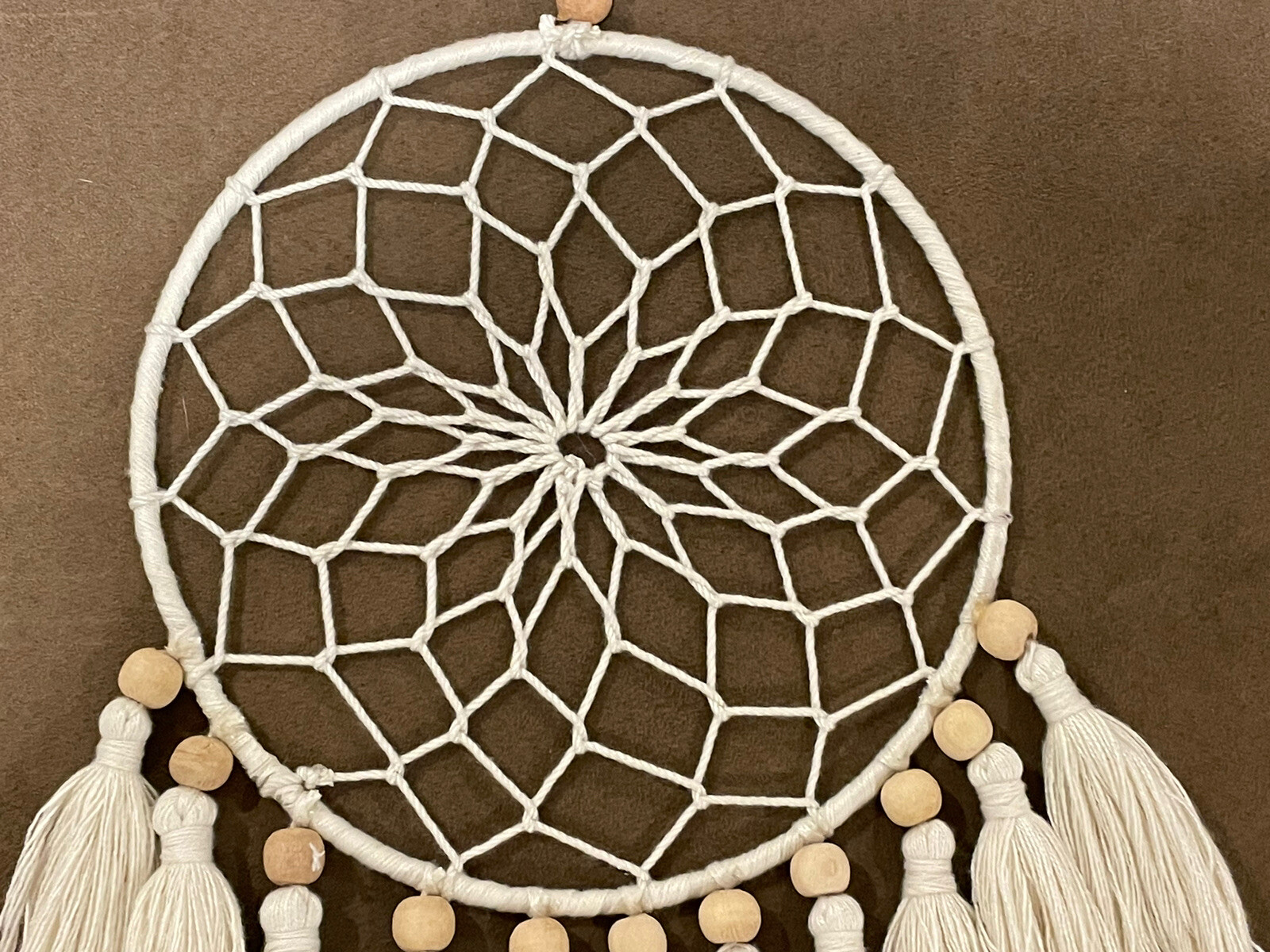 Boho Macrame Dream Catcher Wall Hanging 8” Diameter, 15 inches long with tassels gallery