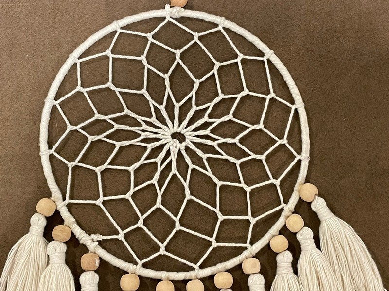 Boho Macrame Dream Catcher Wall Hanging 8” Diameter, 15 inches long with tassels gallery