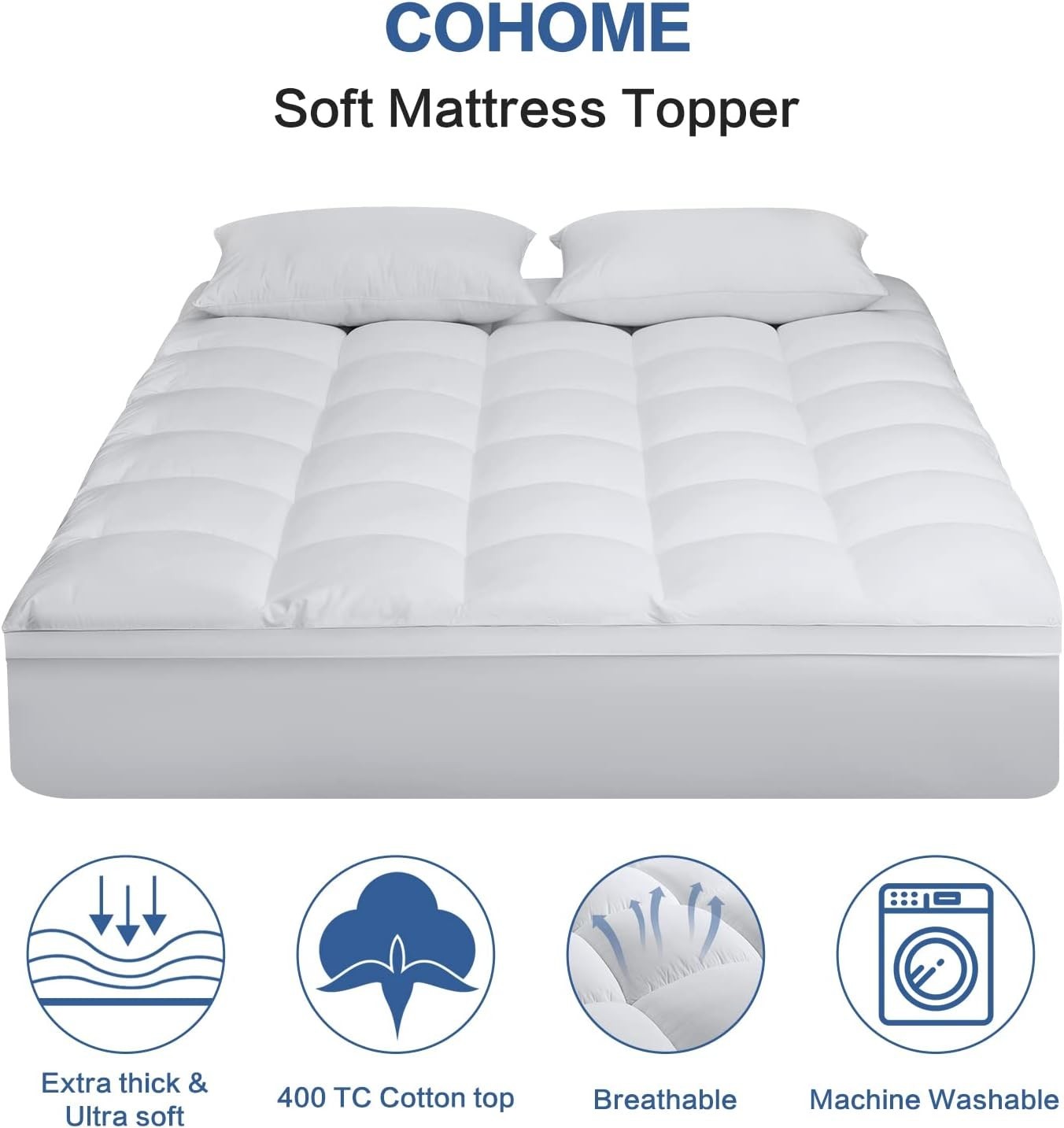4 Inches Thick Mattress Topper Quilted Cooling Mattress Topper Pad Bed Cover gallery