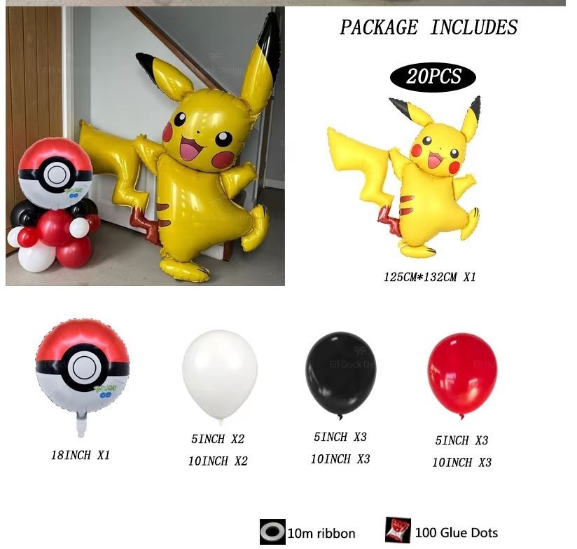Balloon ( 1set 20Pcs) Cartoon Pokemon Pikachu Birthday Party Gifts Mylar gallery