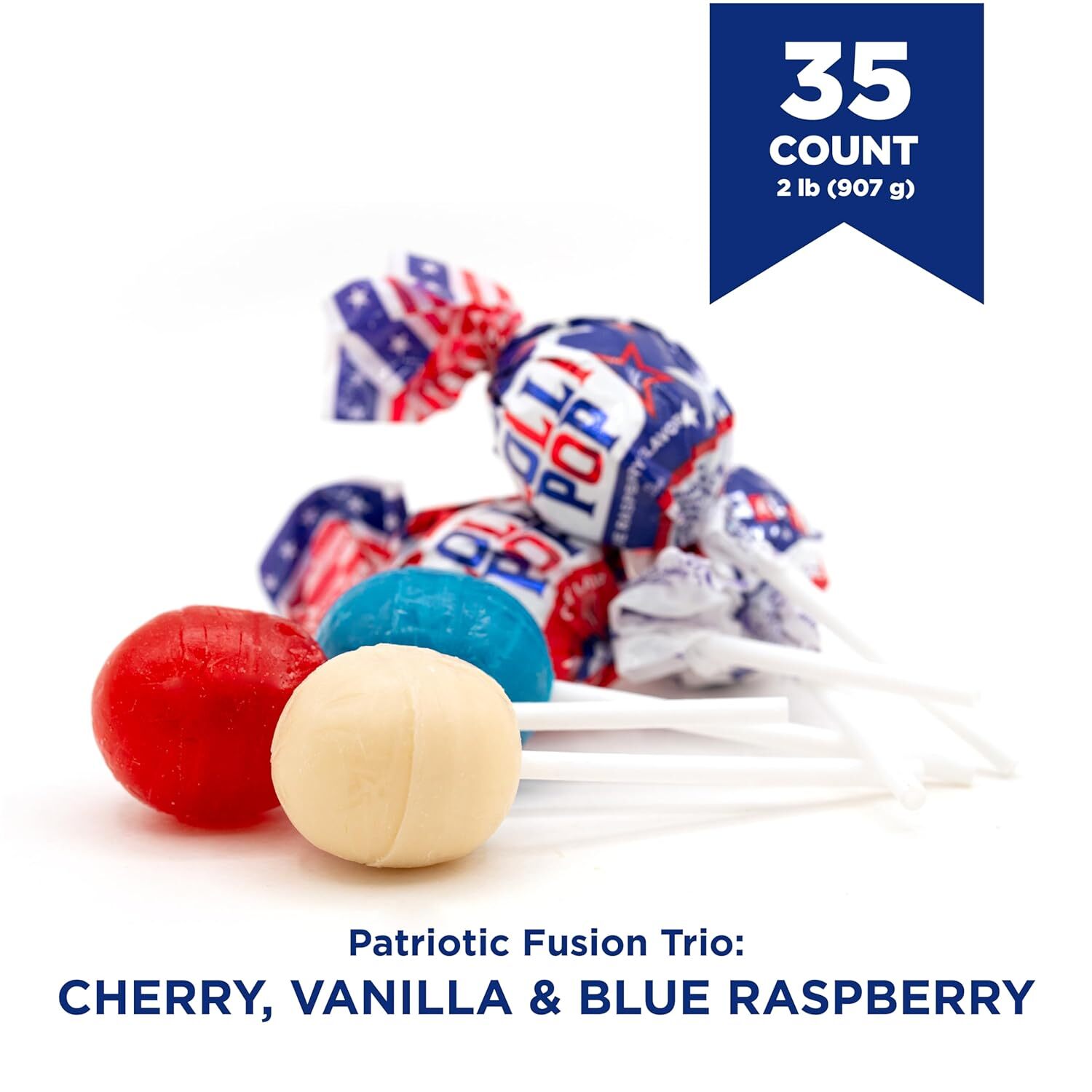 Patriotic Candy Lollipops, Independence Day, July 4th Suckers, 2-Pound Pack gallery